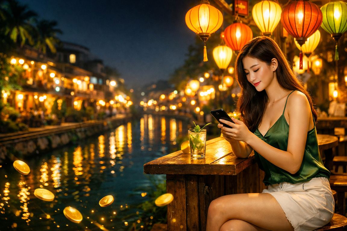 Người chơi tại chợ đêm Hà Nội truy cập jackpot casino trên điện thoại di động
