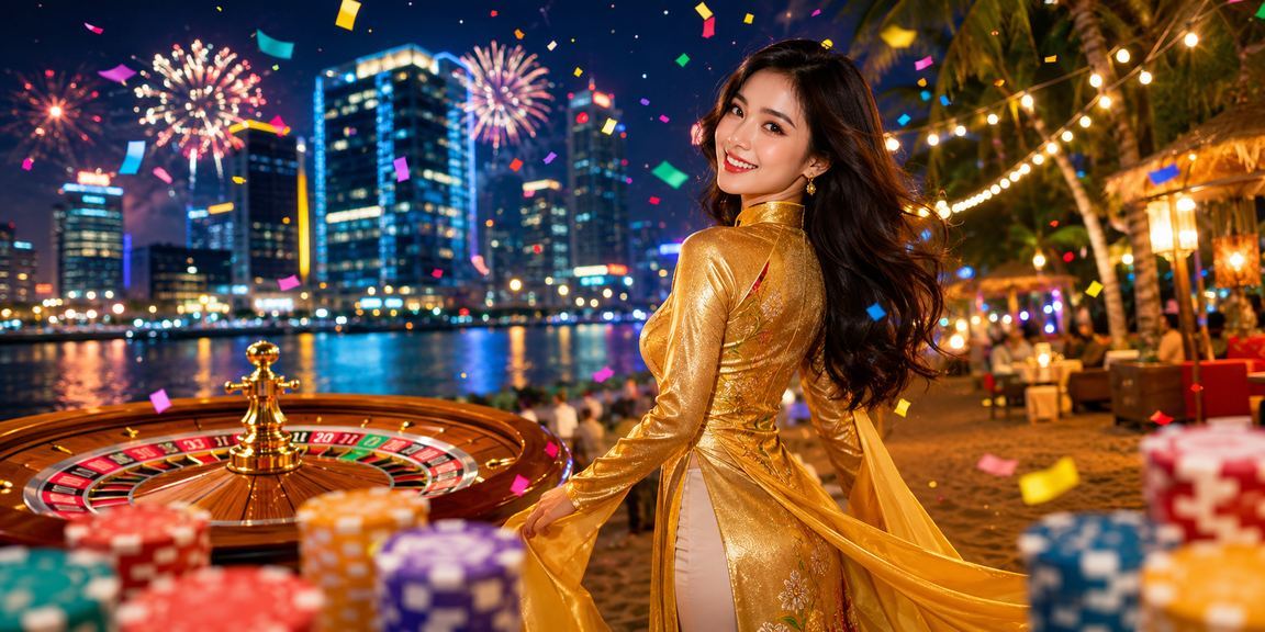 Cảnh chơi roulette live casino theo phong cách Hà Nội với trang phục áo dài truyền thống